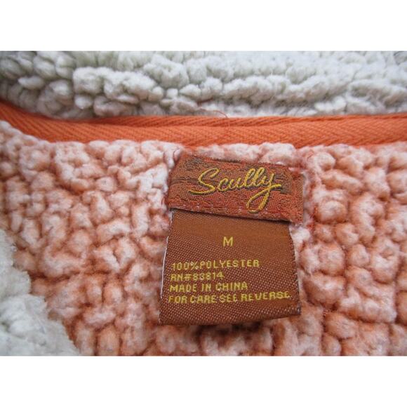 Scully Pullover Womens Medium Orange Sherpa Fleece Quarter Zip Raglan Cozy Teddy - Picture 2 of 16